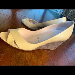 Authentic Christian Louboutin Peep-Toe Wedge, Size 40/ fits like 9-9.5